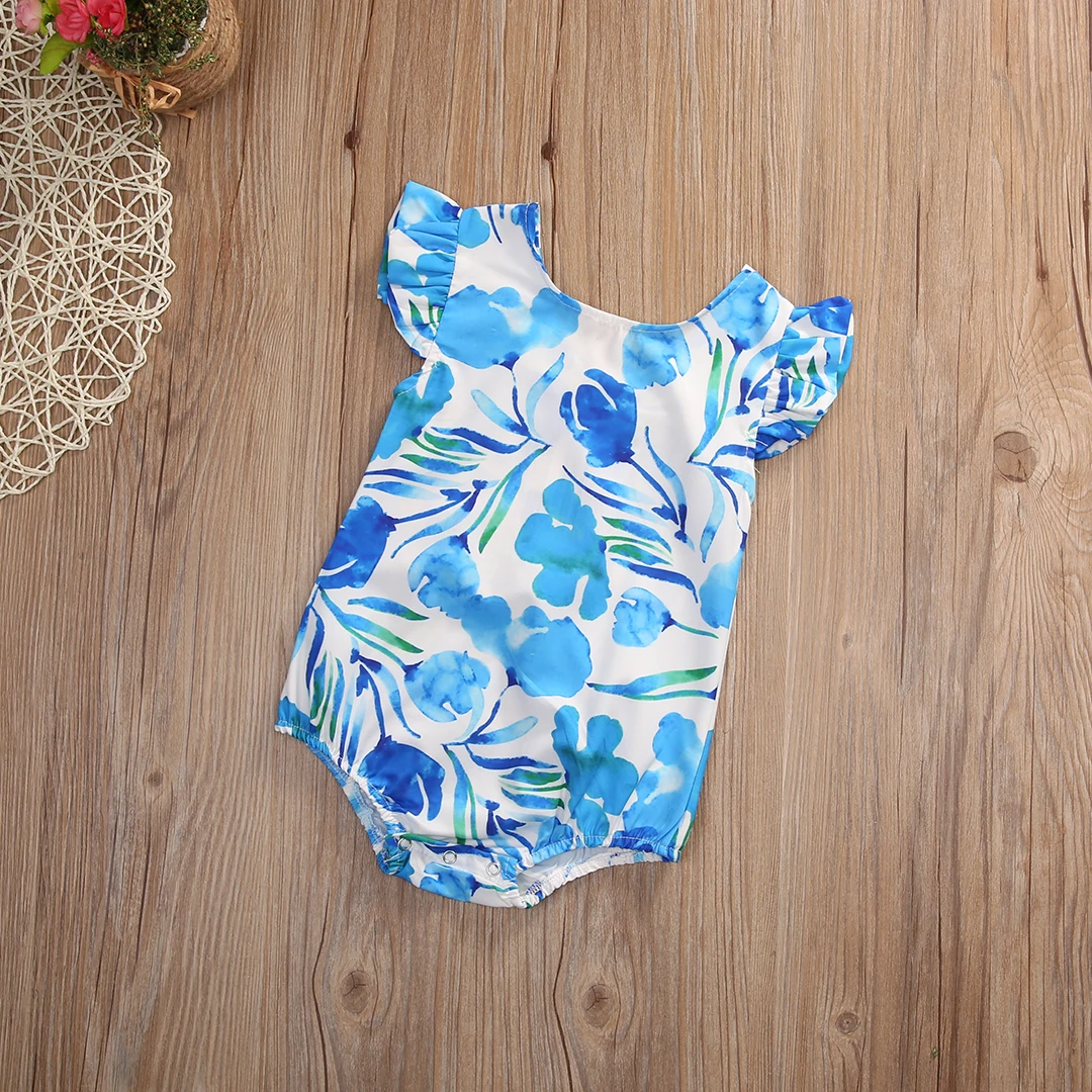 Newborn Infant Baby Girls Floral One Piece Sleeveless O Neck Zipper