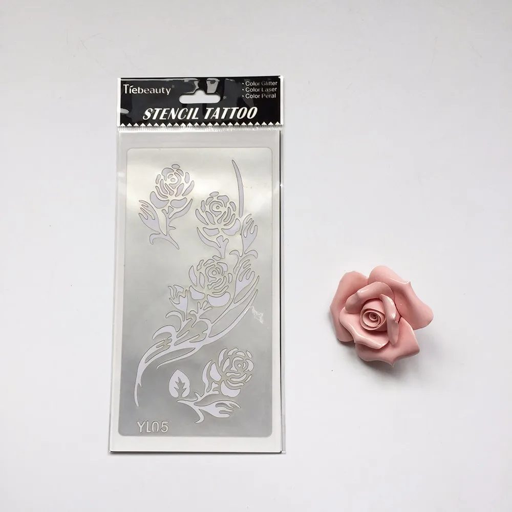 1pc Indian Henna Tattoo Stencils Rose Flower Design YL05 Beauty Women Men Body Art Hands Template Glitter Tattoo Sticker Fashion