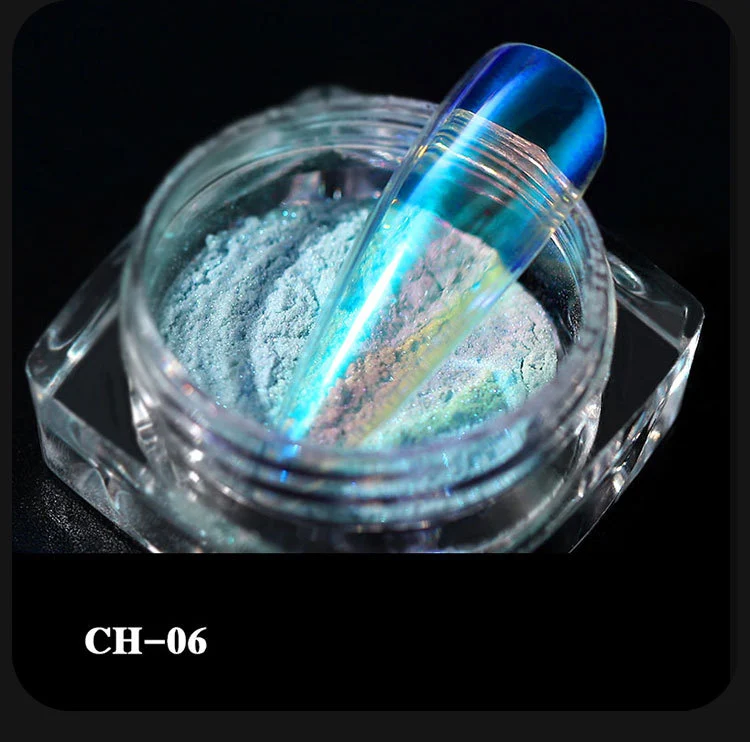 Высокое качество Аврора пигмент порошок лед через телесный Хамелеон Русалка порошок супер зеркальный эффект, цвета хрома ногтей Diy блеск - Цвет: 6