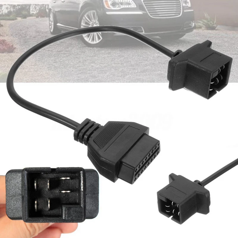 Черный 6 Pin OBD к OBD2 Разъем Кабель-адаптер провода для Chrysler, jeep, dodge
