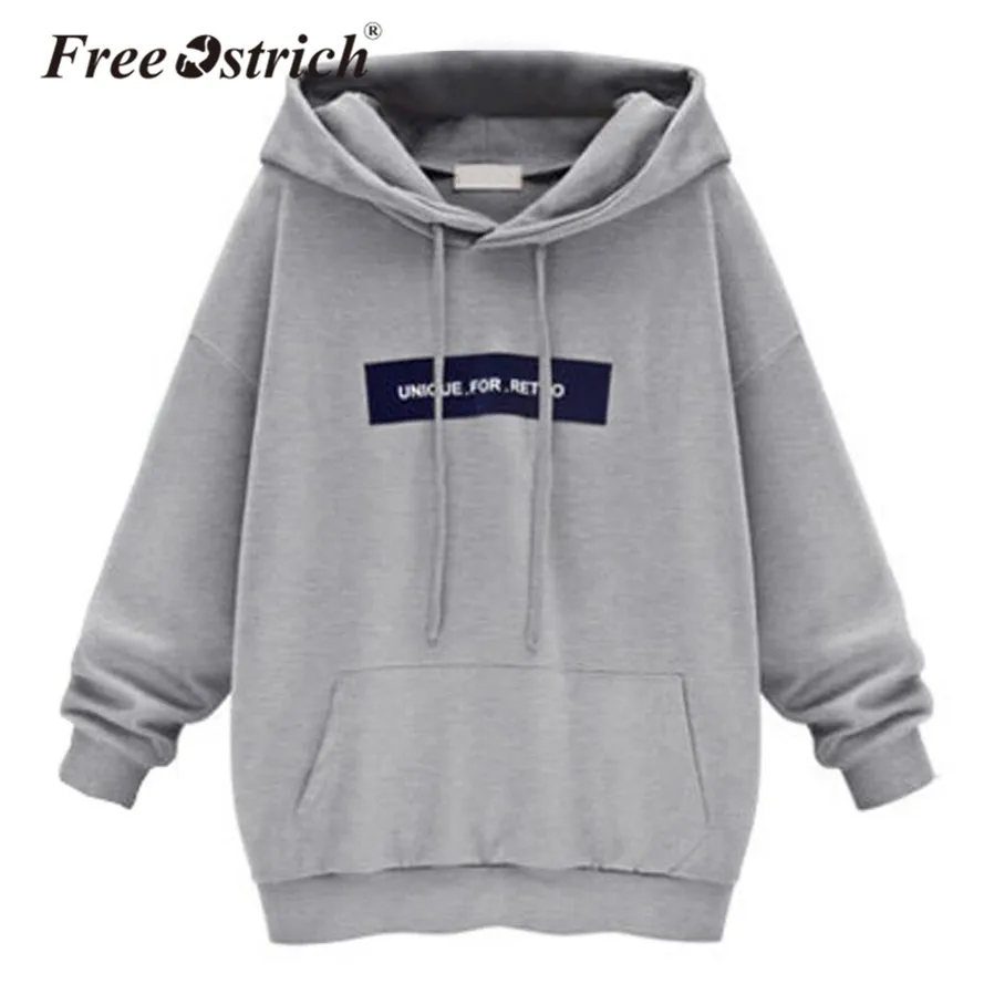 

Free Ostrich Sweatshirt Women 2019 Spring Autumn Letter Print Hoodies Long Sleeve Pullover Loose Plus Size Jumper L2535