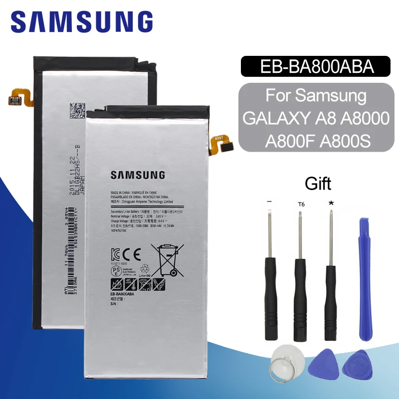 

SAMSUNG EB-BA800ABA EB-BA800ABE Original Replacement Phone Battery 3050mAh For Samsung Galaxy A8 A8000 A800F A800S A800YZ +Tools