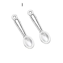 30 pçs tibetano prata chapeado colher encantos pingentes para fazer jóias diy artesanal 24x6mm