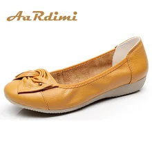 AARDIMI Plus Size 35 43 Genuine Leather Shoes Women Spring Loafers Flats Ballet Women Leisure Flat
