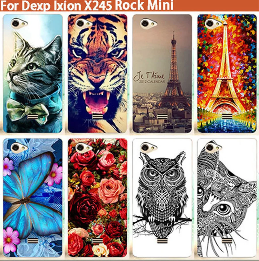 

Painting SOFT TPU Silicone Flowers animals and Eiffel Towers phone case For DEXP Ixion X245 Rock mini 4.5" Case back cover case