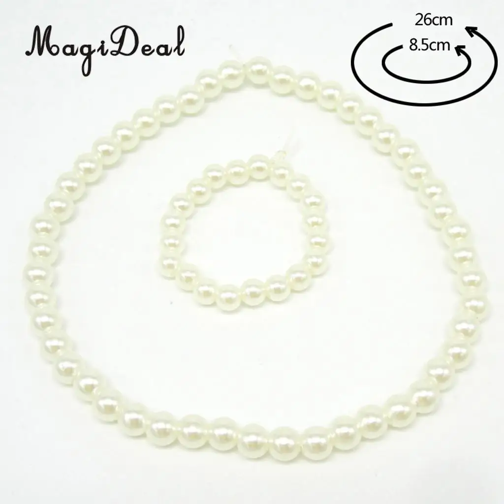 Fashion White Pearls Necklace Plastic Bracelet Jewelry Beads for 18 Inch     Doll Accessories