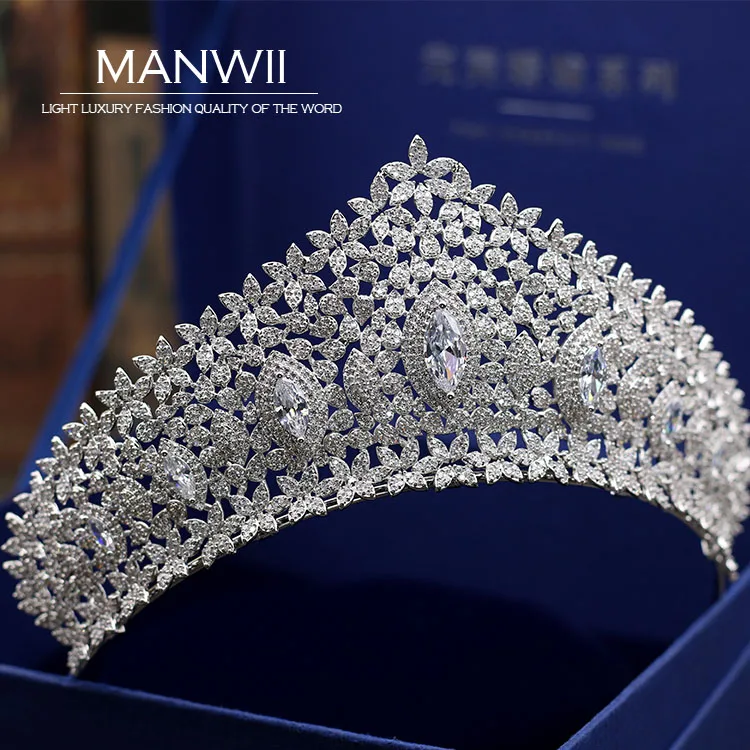 

MANWII AAA Zircon crowns tiraras fashion bridal crown Wedding dress accessories women head hair jewelry princess bijoux HD2051