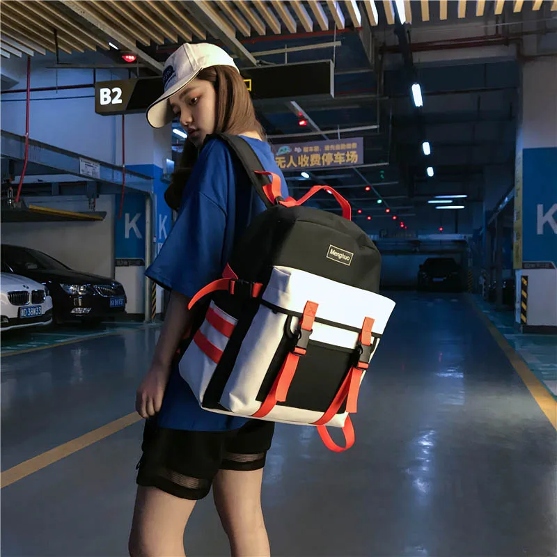 MENGHUO Fashion Black Women Backpack Canvas Men School Backpacks for Teenagers Girls Casual Large Capacity Korean Bags Mochilas (61)
