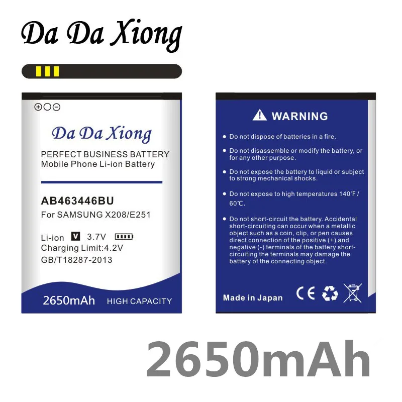 

Battery 2650mAh AB043446BE AB463446BU AB553446BU 2650mAh for Samsung SGH C512 X208 C3300K X208 B189 B309 F299 C3300K X208 B309