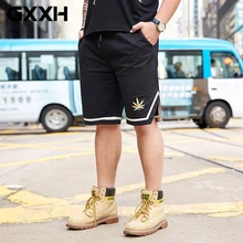 GXXH новые летние мужские свободные Шорты 2XL-6XL повседневные шорты с вышивкой кленового листа мужские хлопок, большой размер мужские шорты для фитнеса 80-140 кг