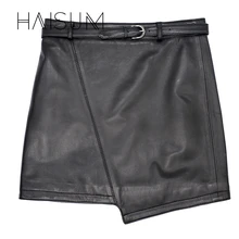 Горячая Распродажа Haisum Excellent! осень зима Женская цветная тонкая юбка из натуральной кожи Hip Faldas M-XXXXL Размер Le010