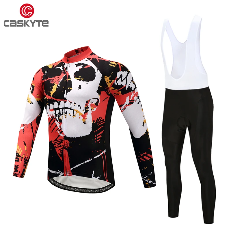 CASKYTE Cycling Jersey Sets 2017 White Skull Bicycle Cycling Clothing