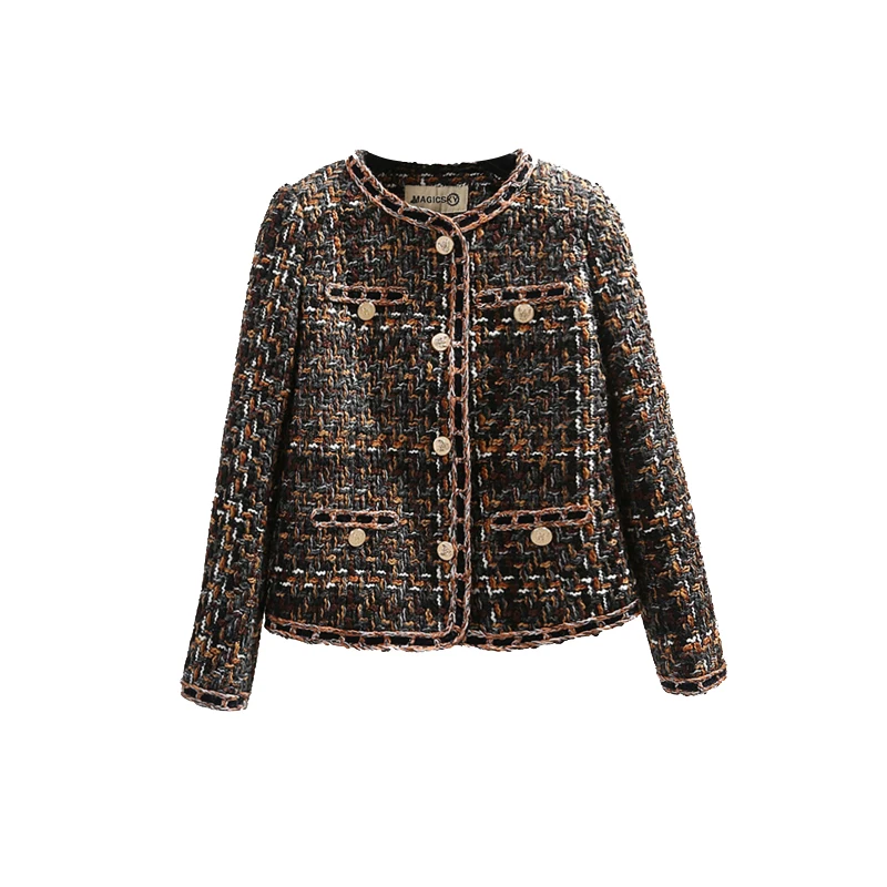 HAMALIEL Autumn Winter Women Tweed Jacket Coat 2018 Runway Single Breasted O Neck Ladies Long Sleeve Outerwear Vestidos HAMALIEL Autumn Winter Women Tweed Jacket Coat 2018 Runway Single Breasted O Neck Ladies Long Sleeve Outerwear Vestidos