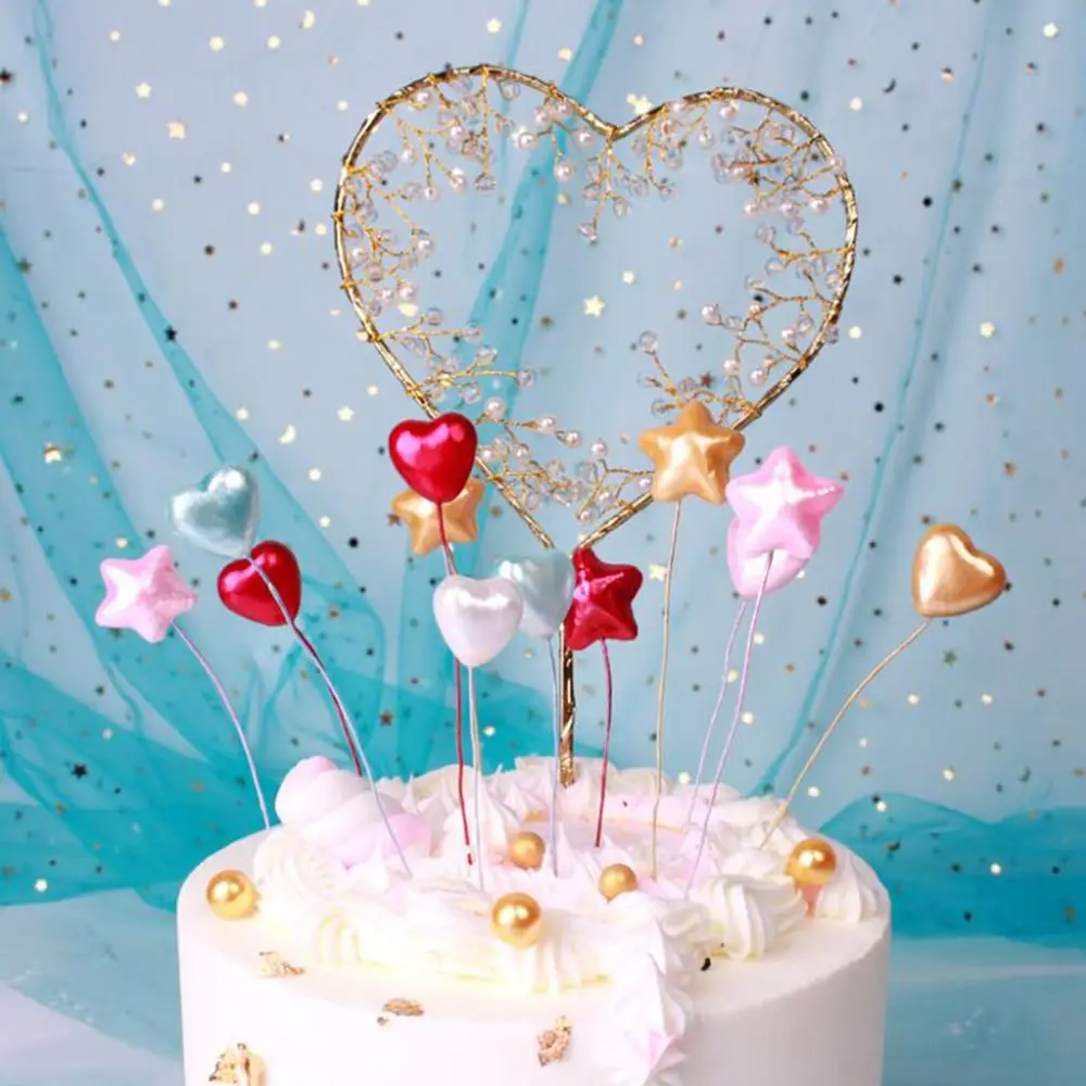

10pcs Pearl Color Small Balloon Love Star Cake Bowler Plug Dessert Table Decoration Multicolor Chic Trendy