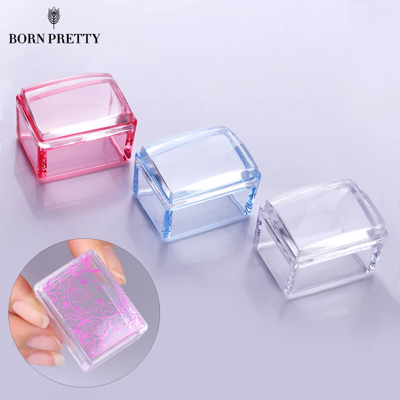 

Rectangle Jelly Silicone Nail Stamper with Scraper Red Blue Clear Handle Stamping Tool Manicure Nail Art Stamper Kit