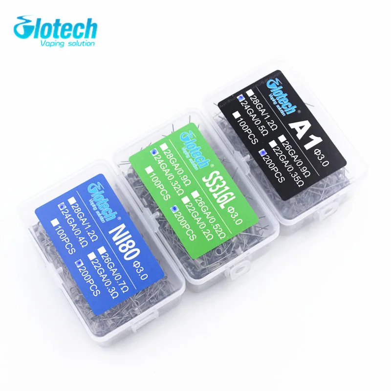Glotech 200pcs electronic cigarette rda atomizer wick wire coil prebuilt coil A1 SS316L NI80 heating wire coiling premade coils Glotech 200pcs electronic cigarette rda atomizer wick wire coil prebuilt coil A1 SS316L NI80 heating wire coiling premade coils