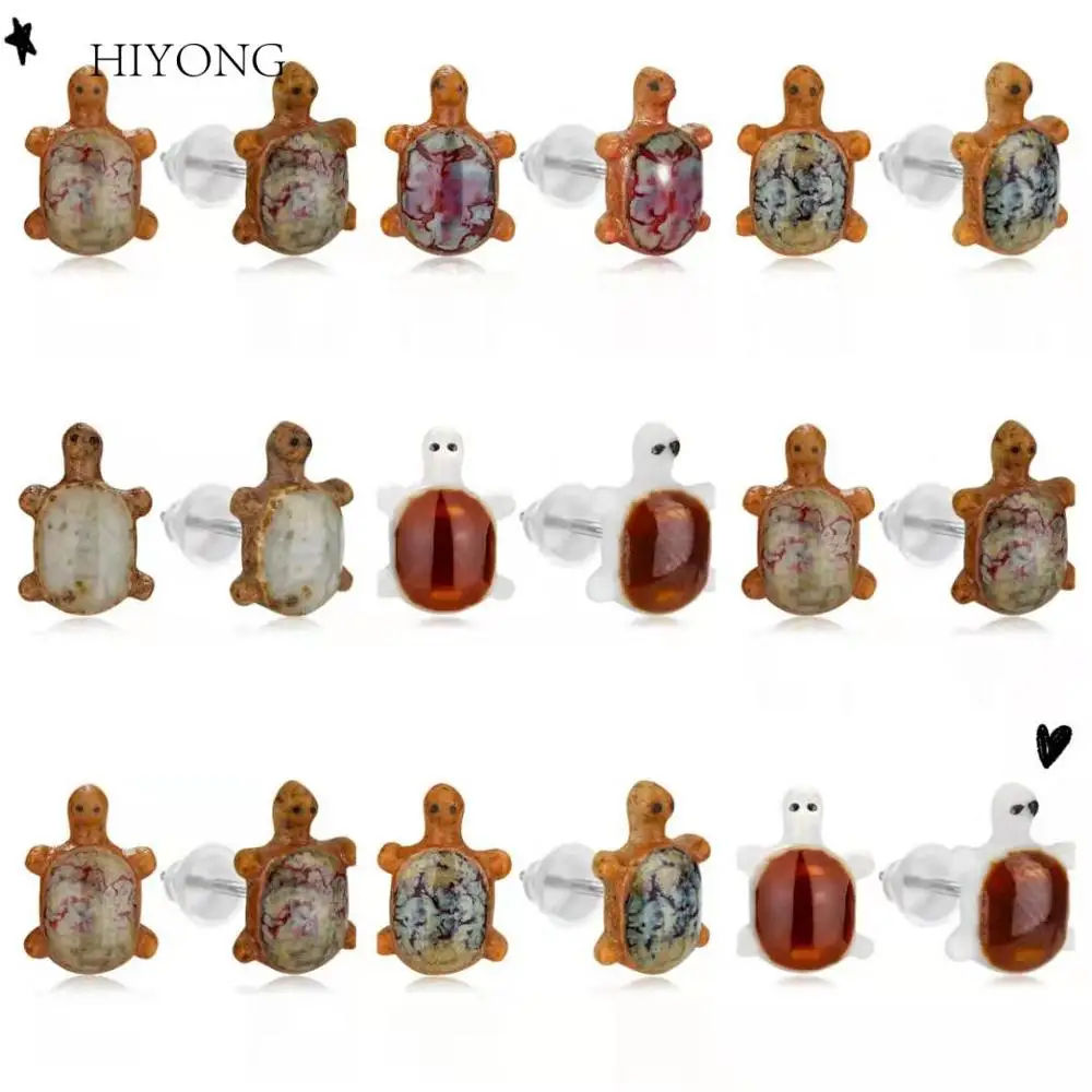 HIYONG Fashion Tortoise Earrings Female Earrings Simple Geometry Earrings Ceramic Fashion Earrings Children's Handmade Earrings
