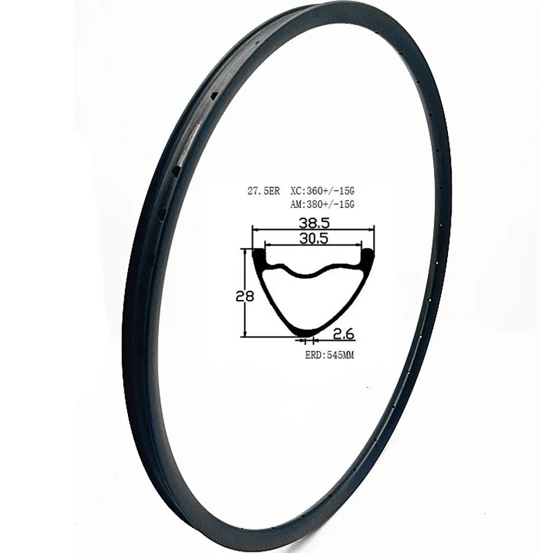 

Graphene carbon mtb disc rims 27.5er 38.5X28mm asymmetry V tubeless mtb disc rim carbon rims 650b bicycle rim XC 360g bike wheel