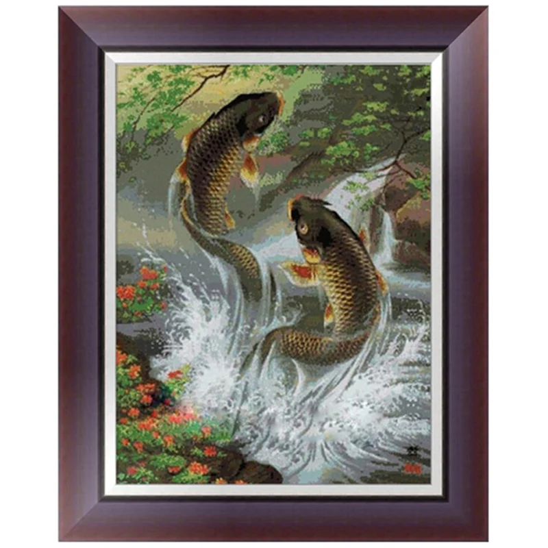 

DIY 5D Diamonds Embroidery Fish Round full Diamond Painting Cross Stitch Kits Diamond Mosaic Home decor 30*40cm W210