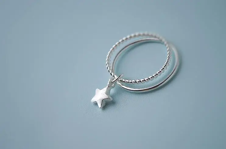Женские кольца из стерлингового серебра 925 пробы с двойной звездой, модные гипоаллергенные ювелирные изделия из стерлингового серебра для девушек, VRS2041