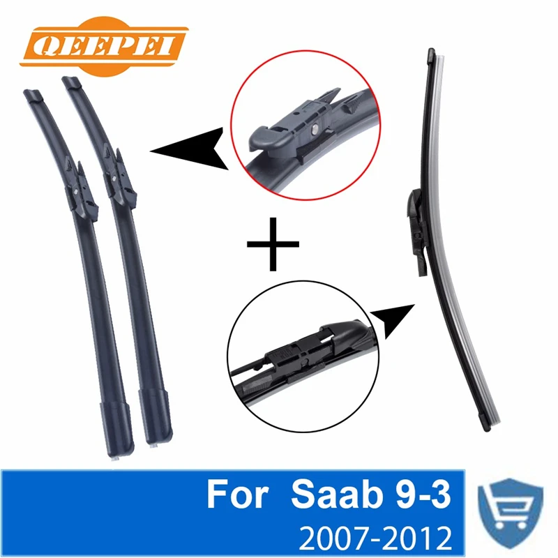 

QEEPEI Front and Rear Wiper Blade no Arm For Saab 9-3 2007-2012 High quality Natural Rubber windscreen 23''+23''