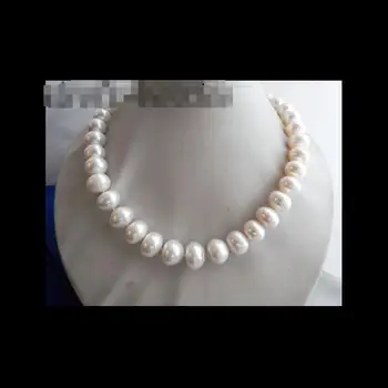 

ffwang085004++White Flat Round Freshwater Pearl Necklace17''
