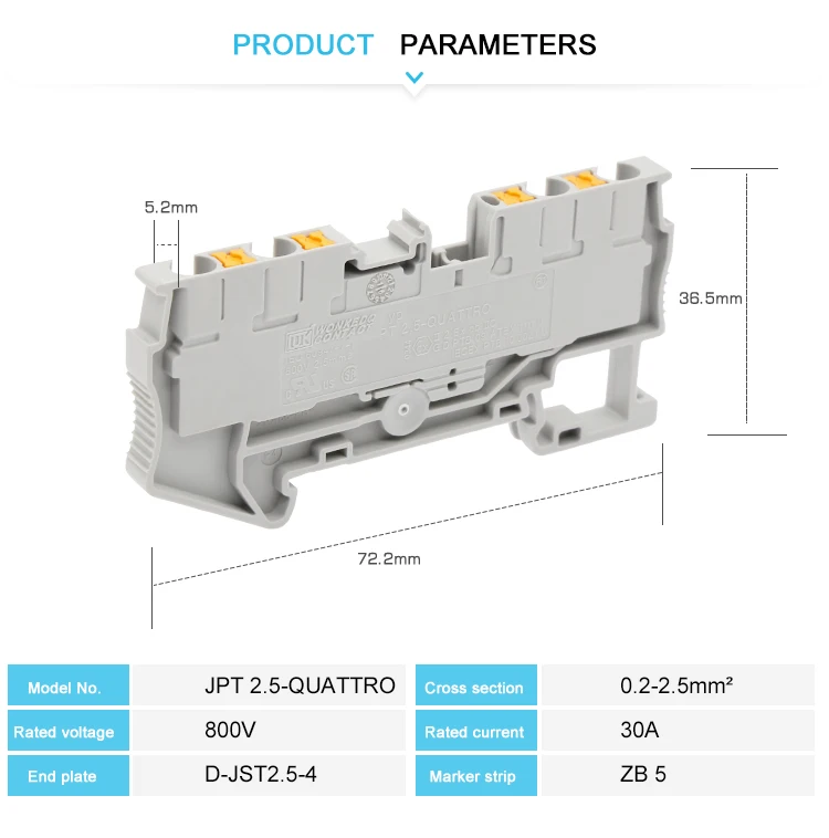 Condutores de Alimentação de Fio Através de Conectores Pces Trilho Push-in Duplo Bloco Terminal 4 Elétrico Quattro Pt2.5-qu 10 Pt-2.5-qu Din 9 High Quality Renovação da Casa