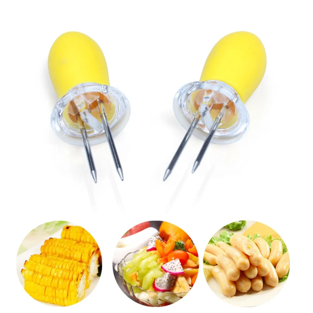 2 X Pairs Corn Holders Stainless Steel Barbecue Corn Fork BBQ Fork Cob