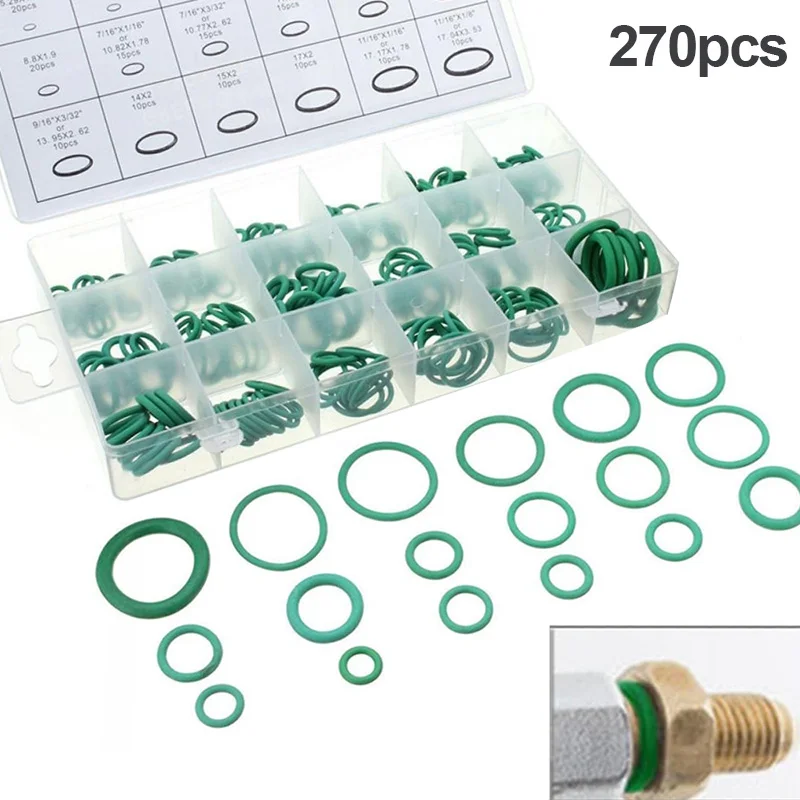 

270 Pcs 18 Sizes Rubber O Ring O-Ring Washer Seals Assortment Kit Tools _WK