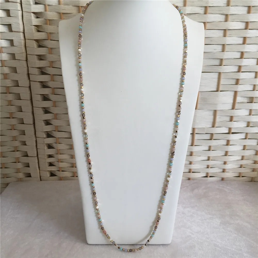 

Multi color and mint natural stone long necklace