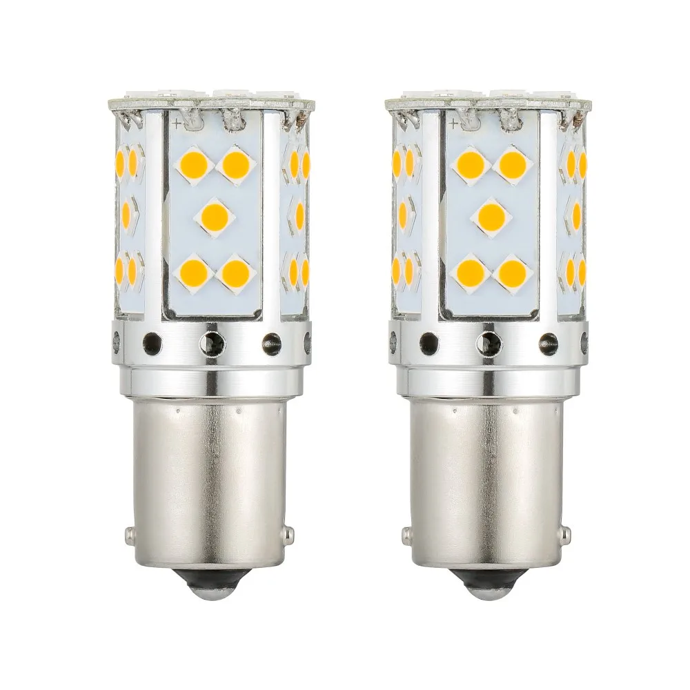 2X1156 BA15S 70 Вт Янтарная Желтые Лампы Canbus 3030 35SMD светодиодный индикатор сигнала задние фонари автомобиля номерные знаки для автомобиля сигнальный фонарь