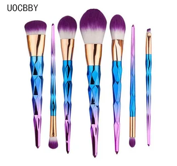 

7pcs Makeup Brushes Set Diamond gold handle Cosmetic Foundation Eyshadow Blusher Powder Blending Brush beauty tools kits 50sets