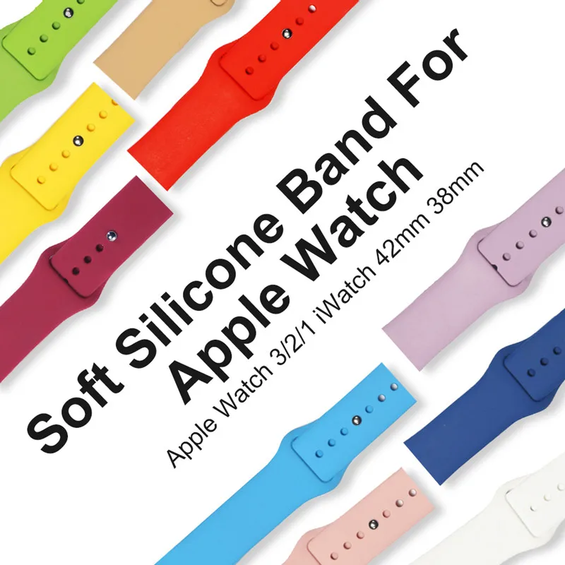 

Flexible Silicone Breathable Smart Watch Strap for Apple Watch Sports&Edition Soft Bracelet Straps Watch Band for iWatch 42/38mm