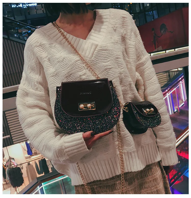 

The saddle bag 2019 new tidal Korean version of Baiji oblique bag chain single-shoulder bag gas mini pocket bags
