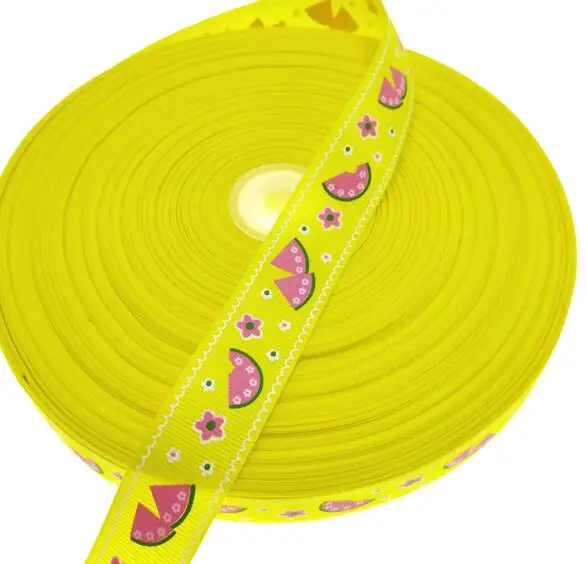 Новое поступление "(25 мм) 6 ярдов/партия арбуз напечатаны корсажные ленты мультфильм ленты DIY материалы ручной работы - Цвет: yellow