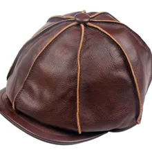 Взрослые популярные мужские модные зимние кожаные кепки восьмиугольная кепка Повседневная винтажная кепка газетчика Гольф Козырек головной убор художника