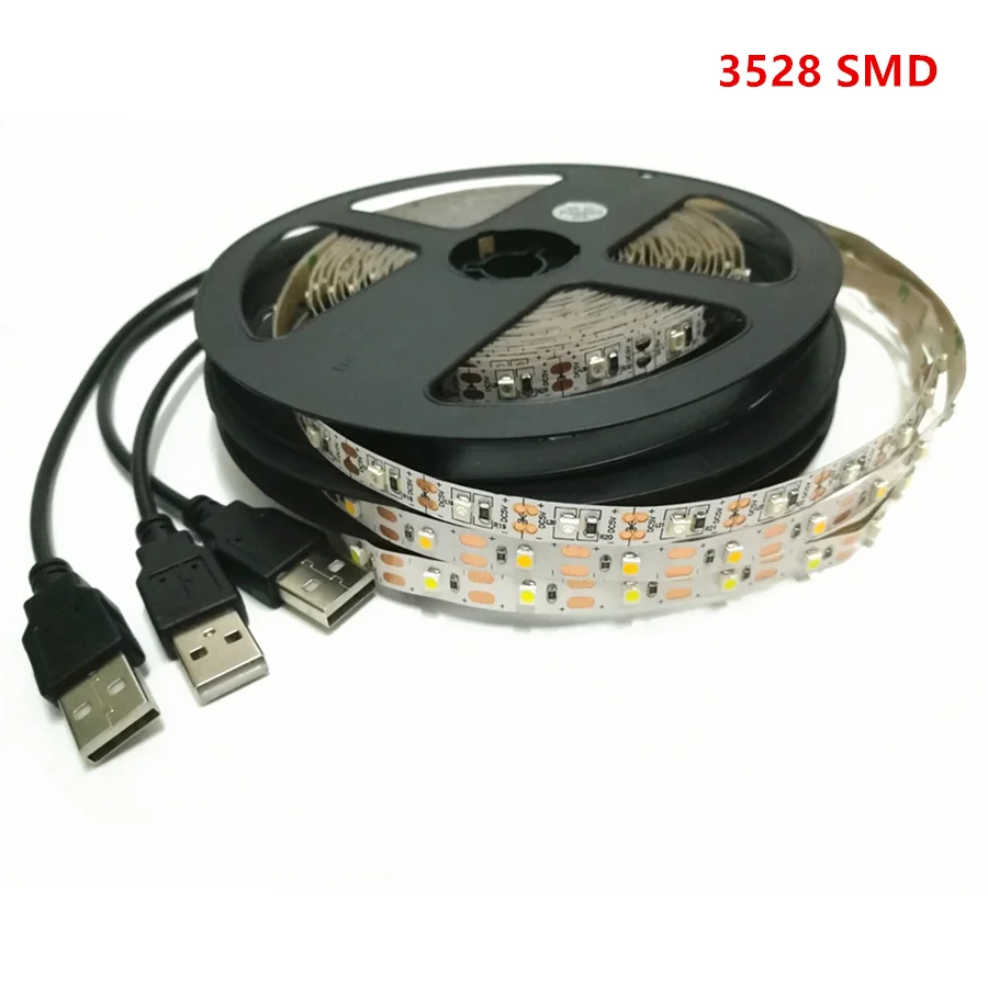 DC 5В USB Светодиодные ленты светильник 5050 3528/2835 SMD Светодиодная лента RGB светодиодный лента в полоску с 24 кнопок пульта дистанционного управления для ТВ фон светильник Инж