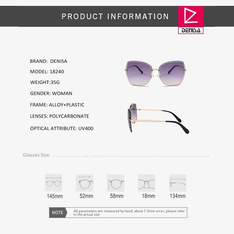 DENISA стразы, розовые солнцезащитные очки Cateye,, модные дизайнерские женские солнцезащитные очки, защита от уф400 лучей, женские солнцезащитные очки oculosG18240