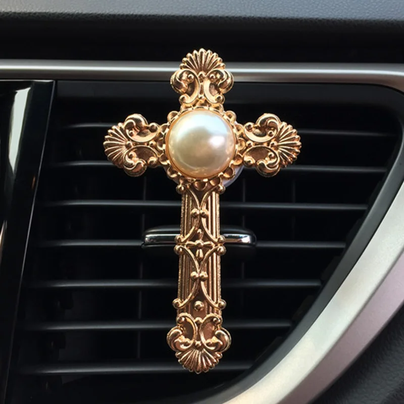 

Dzanken Cross with Pearl Shaped Lavender Ocean Juicy Peach Lemon Air Freshener Solid Perfume&Air Vent&Perfume& Air Conditioning