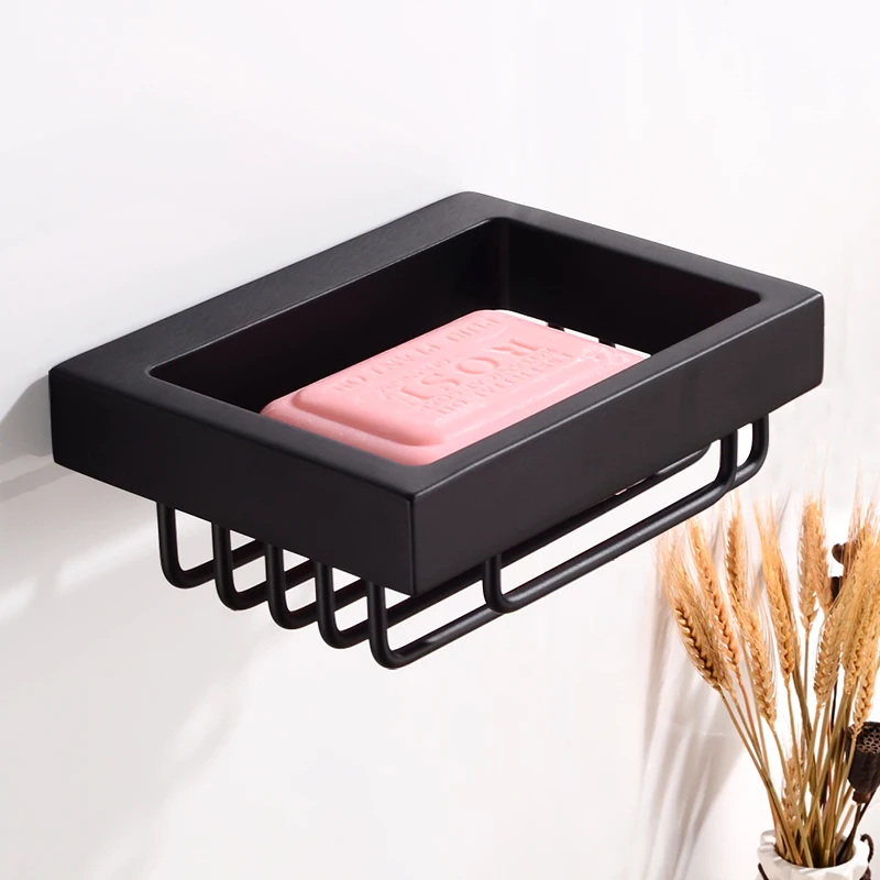 Мыльница для душа алюминиевое декоративное мыло посуда держатель для хранения Настенный креативный мыльница для ванной черная корзина для шампуней