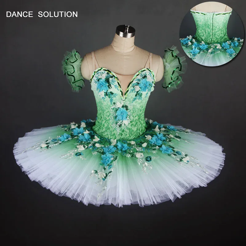 

Green Camisole Preformance Tutu for Women & Girl Ballerina Dance Pancake Tutu Professional Ballet Costume Customize Tutu B17093