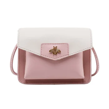

2019 Candy Color Matching Cover Small Bee Sequined Handbag Ladies Change Small Bag Mobile Phone Bag Shoulder Bag bolsa feminina