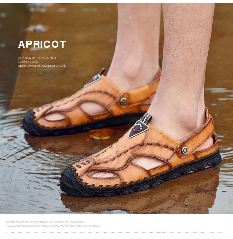 ZUNYU/Новые мужские повседневные кожаные сандалии; уличная летняя пляжная обувь ручной работы для мужчин; дышащая обувь; прогулочные сандалии без застежки
