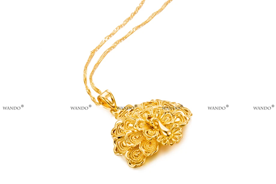 WANDO 24 К золотой цвет Высокое качество Павлин нигерийский кулон ожерелье для женщин золотой цвет украшения птицы для женщин лучший подарок P4