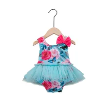 Детская одежда для девочек; кружевное платье-пачка для плавания купальный костюм, купальник, с принтом в виде цветов и ванный комплект для девочек