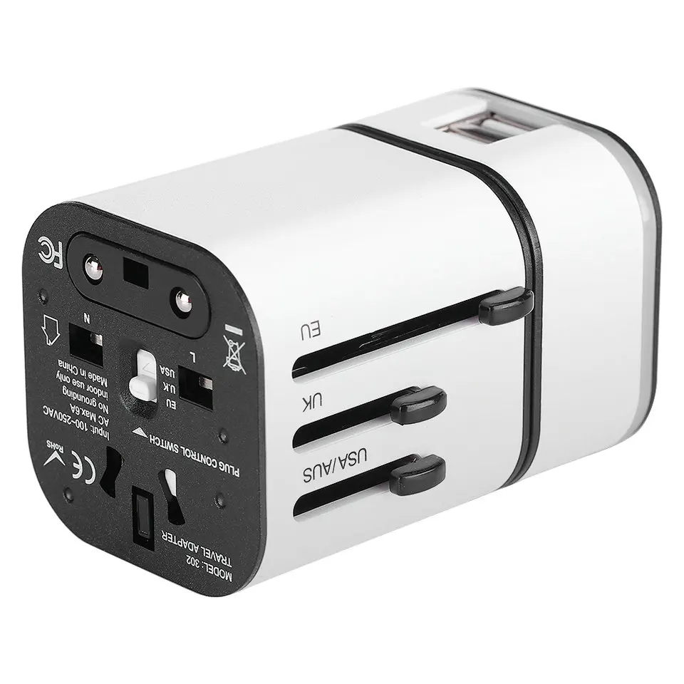 Все в одном Универсальный международный штепсельный адаптер 2 USB порта мир Путешествия AC зарядное устройство адаптер с AU US UK EU штекер
