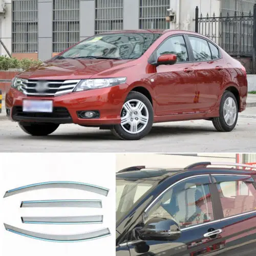 Jinke 4pcs New Smoked Clear Window Vent Shade Visor Wind Deflectors For Honda City