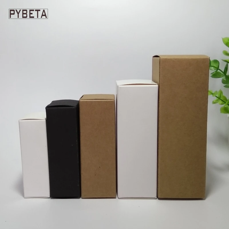 

100pcs-10ml/15ml/20ml/30ml/50ml/100ml White Black Kraft Paper Box for Essential Oil Sprays sample Gift valve tubes package