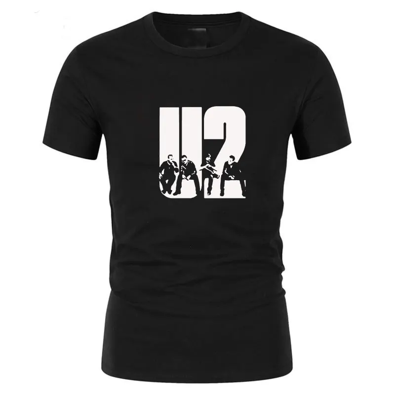 

BITTER COFFEE brand boys Short Sleeve T-shirt round collar Lovely U2 band printing men Casual t shirt clothing