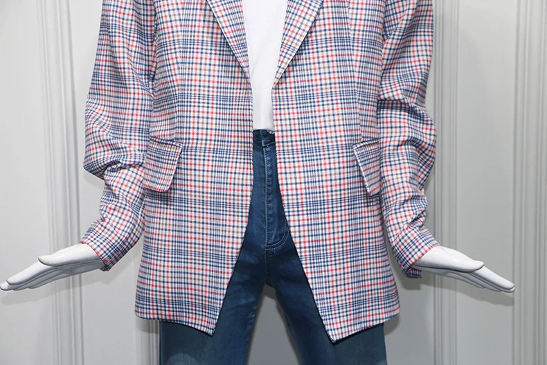 Spring 2019 Star Zhao Wei Chinese Restaurant 2 Same Chequered Loose Korean Port Style Retro Suit Jacket Plaid Suit Women Coat Spring 2019 Star Zhao Wei Chinese Restaurant 2 Same Chequered Loose Korean Port Style Retro Suit Jacket Plaid Suit Women Coat